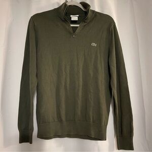 Lacoste Olive Green Quarter-Zip Sweater